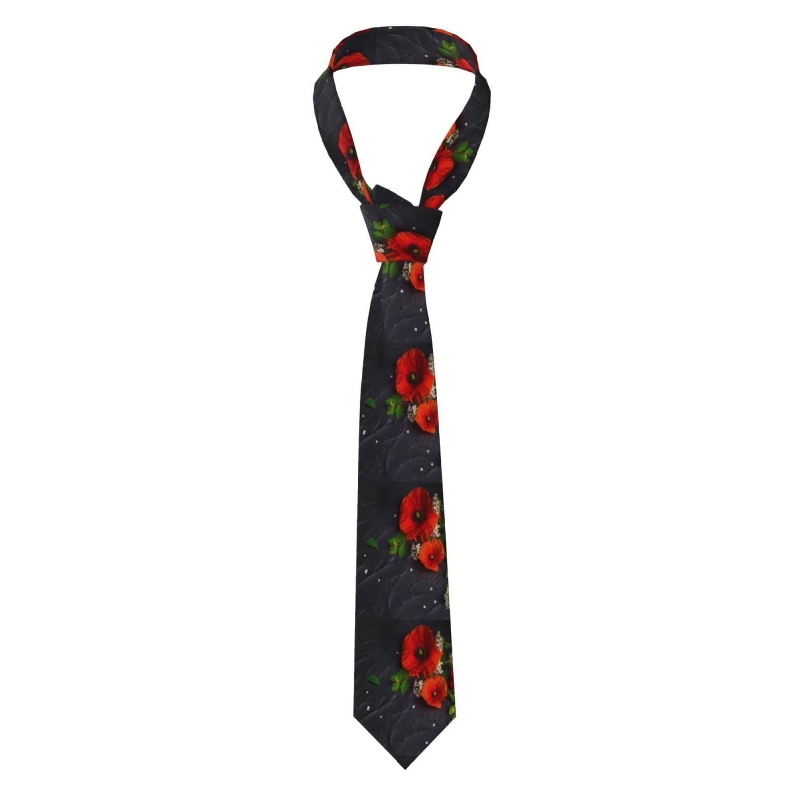 Hyundp Unisex As Picture Bouquet Of Red Poppies,Mens Ties Neckties Polyester Novelty Skinny Tie For Wedding Party