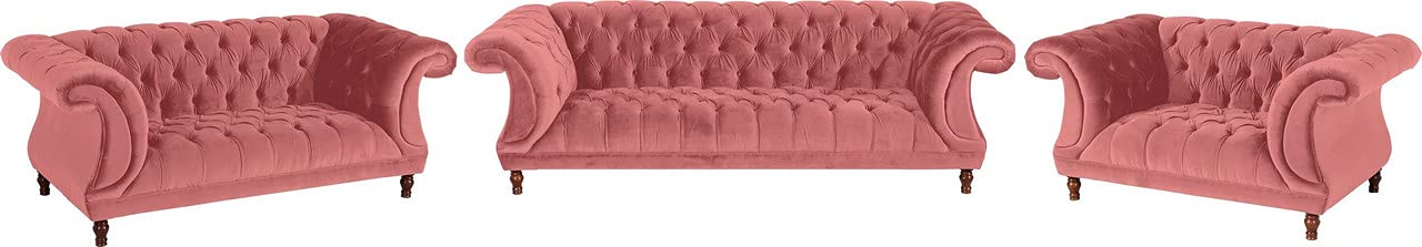 Fabrique Supernova 3+2+1 Velvet Fabric 6 Seater Pink Sofa Set-image-40