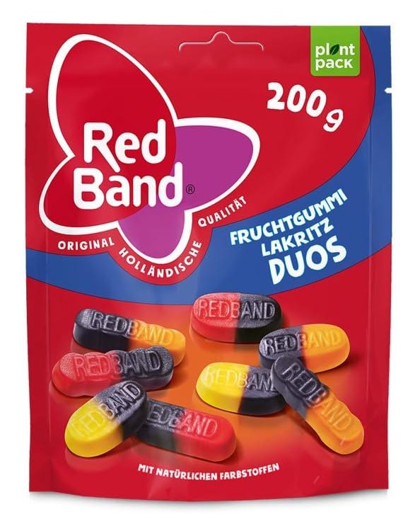 Red Band Super Sour Gummy Sticks Candy with natural dyes 200g (7.05oz) (Licorice Gummy Candy Duos)
