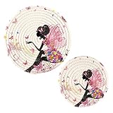AMmao Fairy Elf Butterfly Girl Pot Holders Trivets Set 2PCS Thread Weave Kitchen Potholders Heat Res