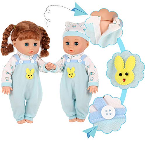 for 11-12-13 Inch Alive American Doll Baby Doll Clothes Set of 5 Dress Costumes Gown Outfits Feeding Set with Pacifier Bib - Thumbnail 5