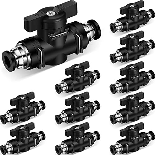 Flutesan 10 Pieces Pneumatic Ball Valve Push to Connect Fittings Air Flow PVC Control Straight Quick Union Hose (10, 1/4'' x OD)