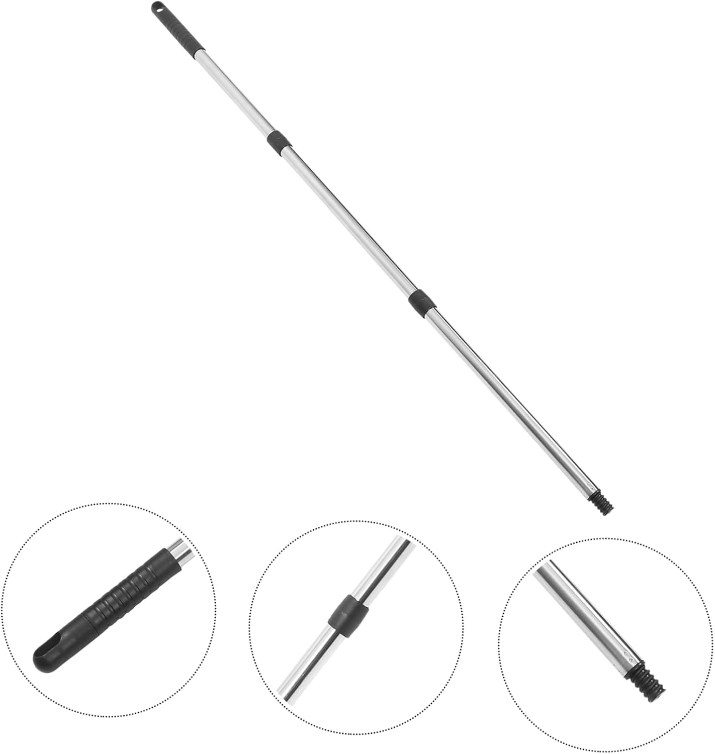 VALICLUD Stainless Steel Three-Section Mop Pole Replacement 3-Section Universal Mop Handle for Floor Cleaning Sturdy Extension Pole for Commercial Use
