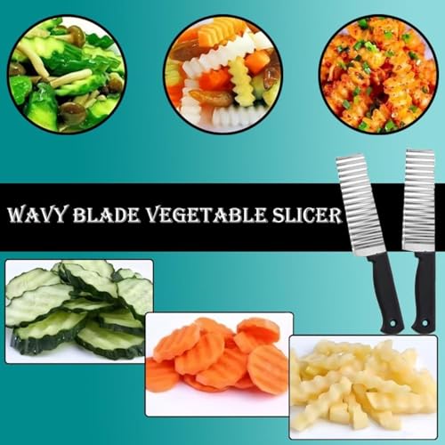 Image of Crinkle Cutter- Stainless Steel Wavy Blade Vegetable Slicer for Chips, Fruits & Vegetables (Pack of 1)
