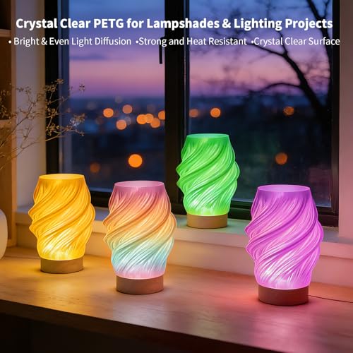 Image of IEMAI Clear PETG Filament 1.75mm Purple 1kg, Glossy Transparent Finish 3D Printer Filament Up to 600mm /s High-Speed Printing for Lampshades, Home Decor & DIY Models