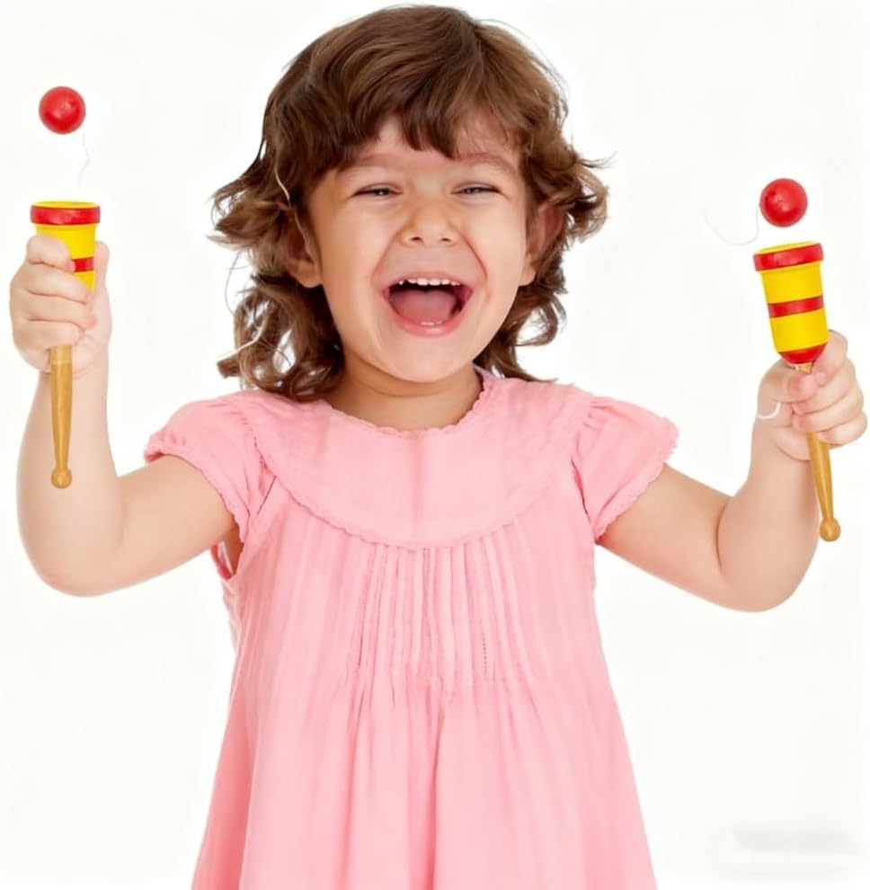 2 Pieces Wood Catch Ball, Cup Catch Balls Toys, Mini Wooden Catch Ball Hand Eye Coordination Educational Toys (Style-1)