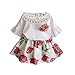 FEITONG Kids Girls Letter Butterfly Shirt Top Flowers Skirt Set Clothing