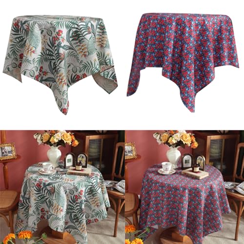 Nappe en lin de coton verte imprimée pour table de cuisine et bureau