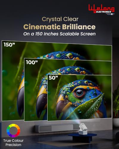 Image of Lifelong Electronics ROAR Projector with 2 Mics | Booming 20W Speakers | Cricket Commentary, Karaoke Party & Room Cinema | 1080P & 4K Ultra HD Support | All Android OTT Apps | Ultra Bright 150 inch Screen