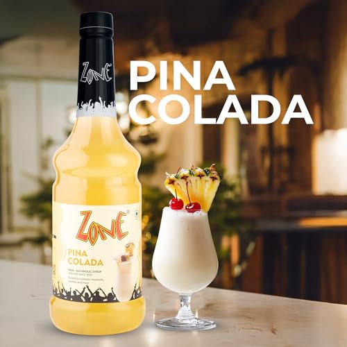 Image of Zone Pina Colada Flavoured syrup 1000ml | Exotic Coconut Pineapple Syrup & Drink Mixer for Cocktails, Mocktails, Smoothies, Milkshakes, Iced Coffees & Tropical Beverages | More Servings, Perfect For Cafe Restaurants & Professional Use |