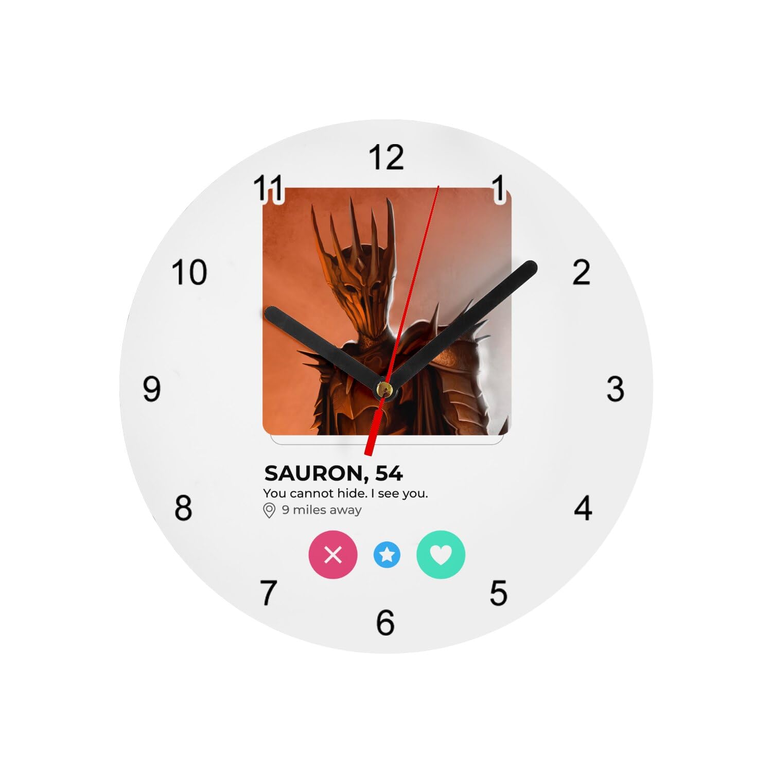 Horloge murale en verre Sauron 20 cm, cadeau idéal pop culture