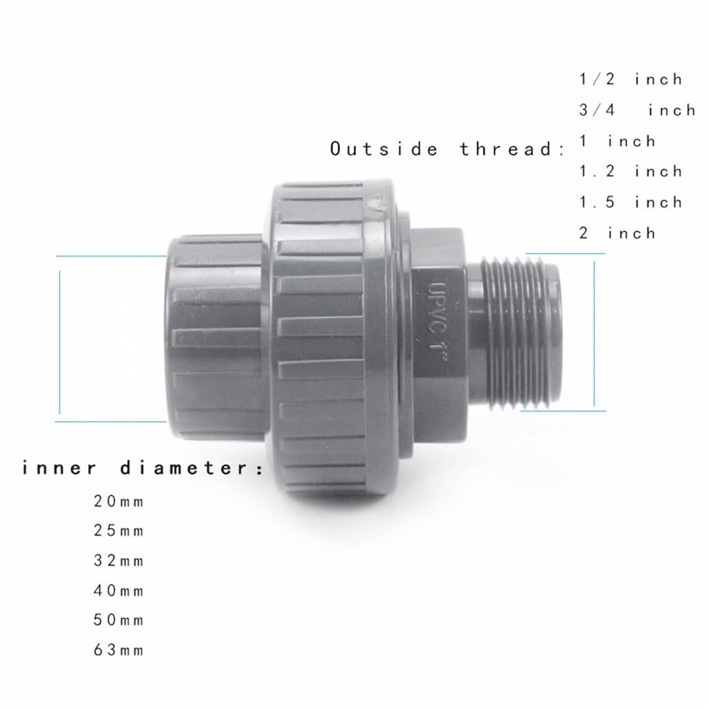 Złącze rurowe z gwintem męskim z PVC - Trwały adapter rurowy z tworzywa sztucznego wielokrotnego użytku do nawadniania ogrodu i użytku w akwariach(50mmx1.5inch)