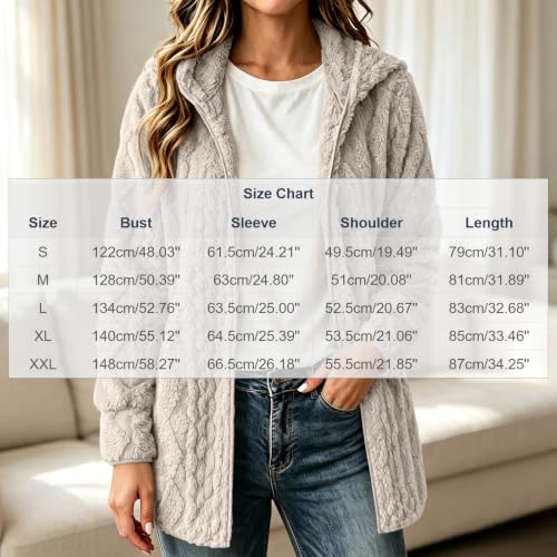 Womens Plush Fleece Jacket Hooded Full Zip Long Sleeve Warm Winter Coats - image 4