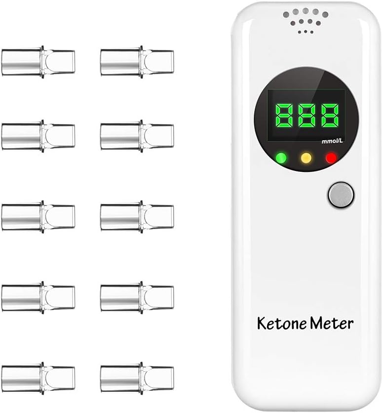 Ketone Breath Analyzer Breath Meter with 10pc Replaceable Mouthpieces for Ketosis Health