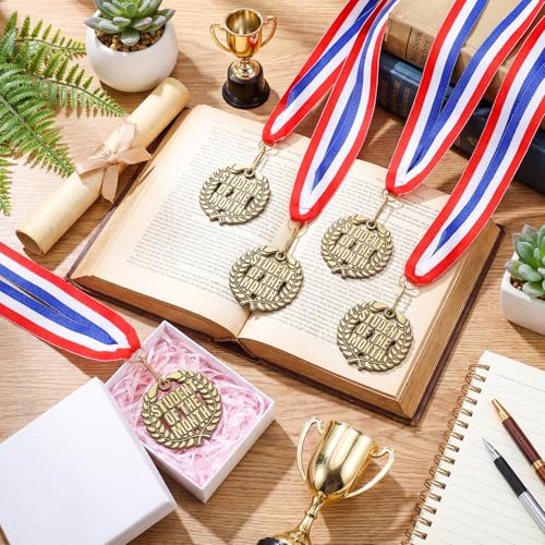 Image of Kenning 2'' Gold Award Medals Bulk Winner Medals with Neck Ribbons Metal Trophy Award Prize Gift for Tournaments Participation Competitions Party