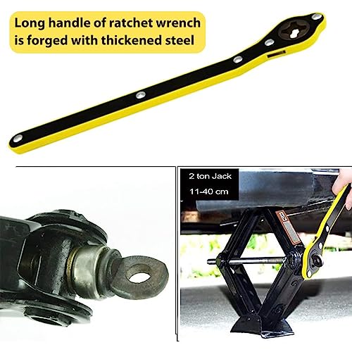 Image of AMENDAS Auto Labor-Saving Jack Ratchet Wrench with Long Handle, Lug Wrench for Tire Jack, Scissor Ratchet, Positive and Reversal Knob Design