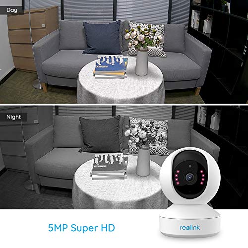 Reolink 5MP Telecamera Wi-Fi Interno con 3X Zoom Ottico&Pan&Tilt, Videocamera Sorveglianza WiFi Dual-Band da 2.4/5 GHz, Audio a 2 Vie e Rilevazione del Movimento per Bambini/Anziani/Animali - E1 Zoom