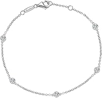 Caratant 14K Solid Gold Lab-Grown Diamond Solitaire Station Bracelet - DEF VS-VVS Clarity, Hypoallergenic, No Fade, Lobster Clasp