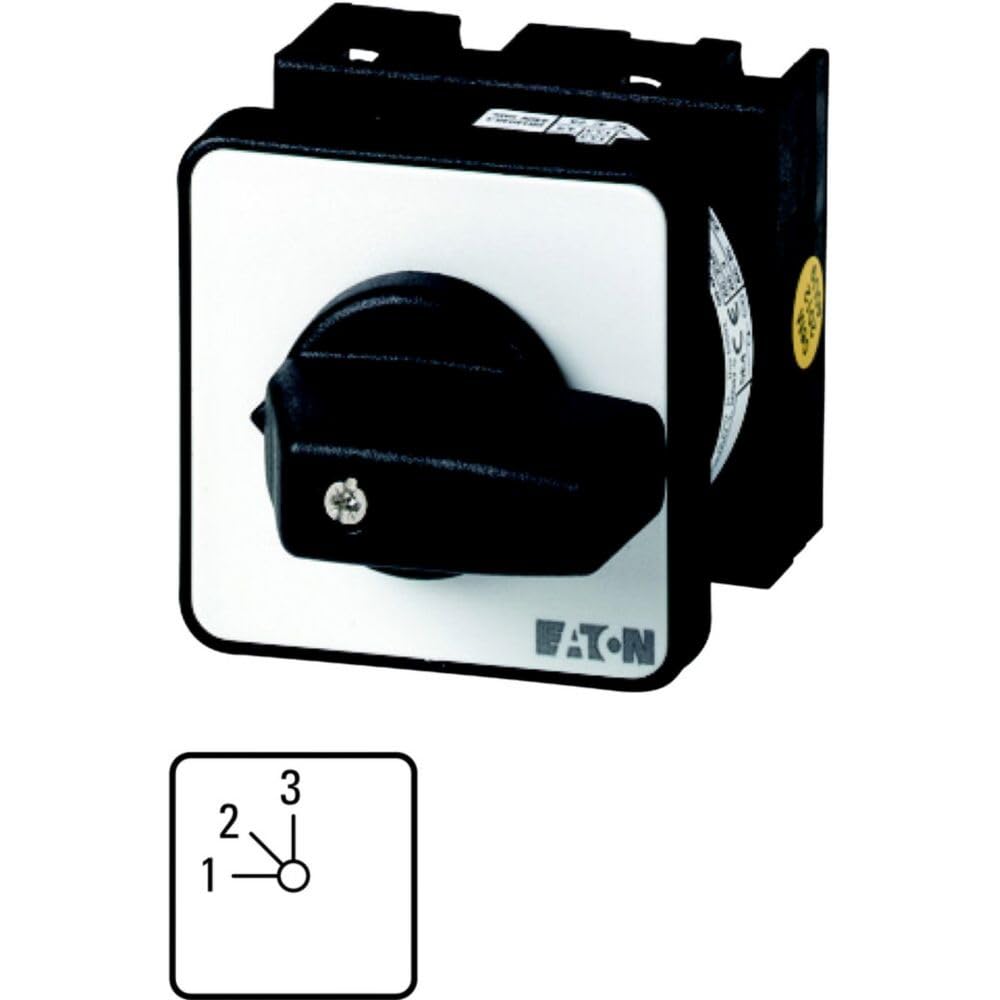 Eaton T0-2-8230/EZ Z Interruptor de Escalones, Contactos 3, 20 A, Placa Indicadora 1-3, 45°, 3 Escalones, Montaje Empotrado con Fijación Central, 4.8 cm x 4.8 cm x 10.6 cm
