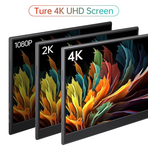 Image of WGK 15.6 inch Portable Monitor 4K UHD 100%sRGB Travel Display HDMI /USB-C Compatible with Laptops, Desktops, Phones, PS, Mac, Xbox, Switch, and Other Gaming Devices Kickstand & Speakers VESA Mountable