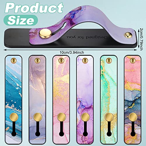 Image of Weewooday 6 Pieces Phone Grip Holder Cell Phone Grip Strap Telescopic Finger Strap Stand Universal Finger Kickstand for Most Smartphones(Bright Marble,Marble)