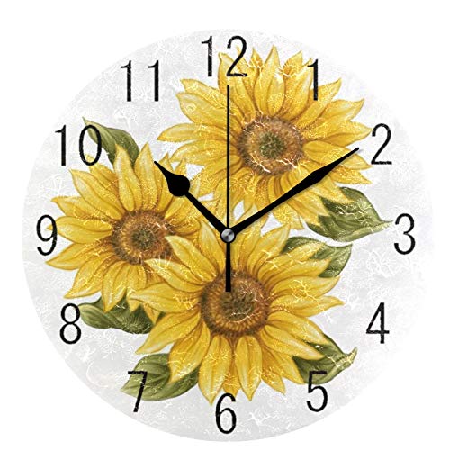 Reloj de pared analógico silencioso 25 cm amarillo