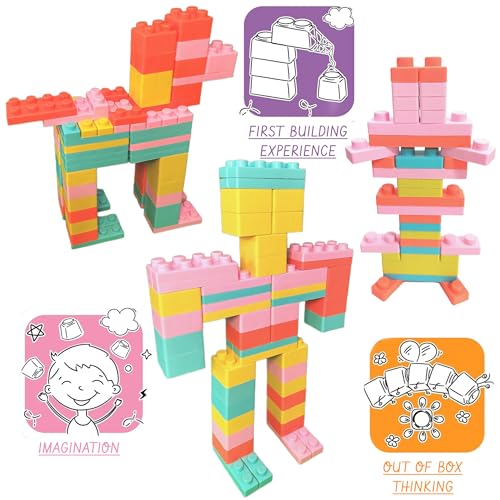 Image of 36 Pcs Soft Stackable Building Blocks for Kids - BPA-Free, Teething Safe, Soft Silicone Feel, Washable Learning Toys for Babies & Toddlers | Made in India