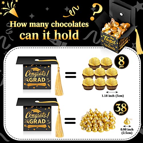Crtiin 100 Pcs Graduation Candy Boxes With Tassel Graduation Party Favors 2023 Graduation Gifts Graduation Decorations Grad Cap Candy Box For Candy Biscuit Chocolate Supplies (Black And Gold) #TOP5