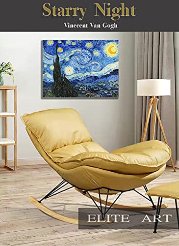 Eliteart-- Starry Night By Vincent Van Gogh Oil Painting Reproduction Giclee Wall Art Canvas Prints #TOP1