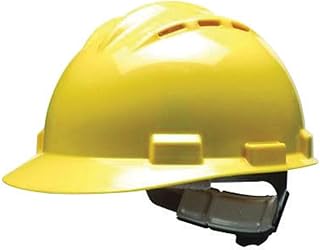 Bullard Abrasives 62YLR Series Yellow Vented Safety Cap With 4 Point Ratchet Headgear And Cotton Browpad