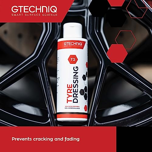 Gtechniq T2 Tyre Dressing for Car Tyre Shine, Car Wheel Cleaner Repels Dirt and Grime, Restores Tyre Black Finish, Anti-Sling Formula, 100% Biodegradable, 250ml - Image 5
