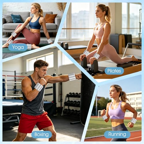 Image of Wrist Weights, 2Pack Adjustable Ankle Weights for Women /Men, Silicone Weighted Bangles for Yoga, Pilates, Running & Walking, Arm & Leg Weights, 2lb