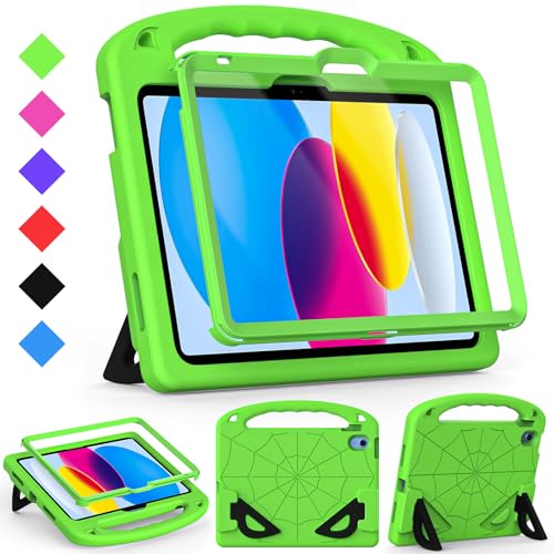 Coque iPad 11e et 10e génération antichoc enfant avec poignée et support vert