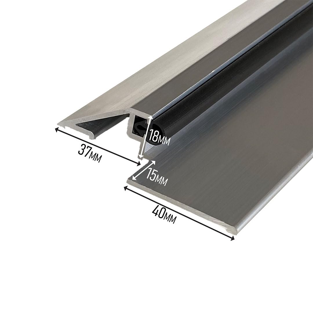 Umbral de puerta PMR (Estándar de discapacidad) aluminio con junta y corte de ángulos (lacado negro, 830 mm) - HOMEWELL