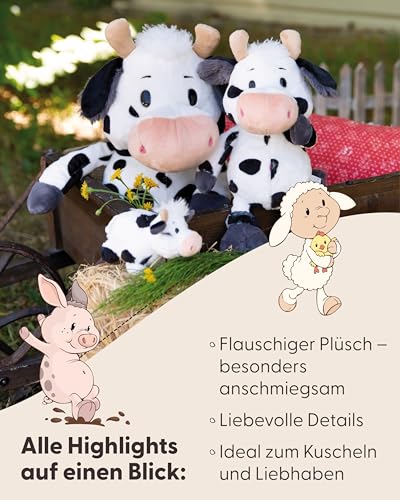 NICI Kuscheltier Kuh Cowluna 33cm - weiß - Weiches Plüschtier – niedliches Stofftier zum Kuscheln & Spielen – tolle Geschenkidee für Kinder & Erwachsene - 62254