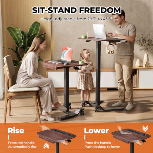 Image of JOY worker Rolling Desk Adjustable Height, Mobile Standing Desk with Drawer