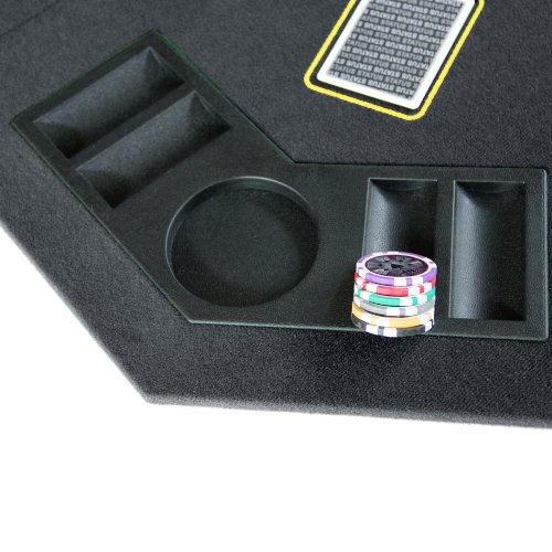 IDS Poker 48 Inch Folding Octagon Table Top Black Felt for Casino Game with Carrying Bag - Thumbnail 3