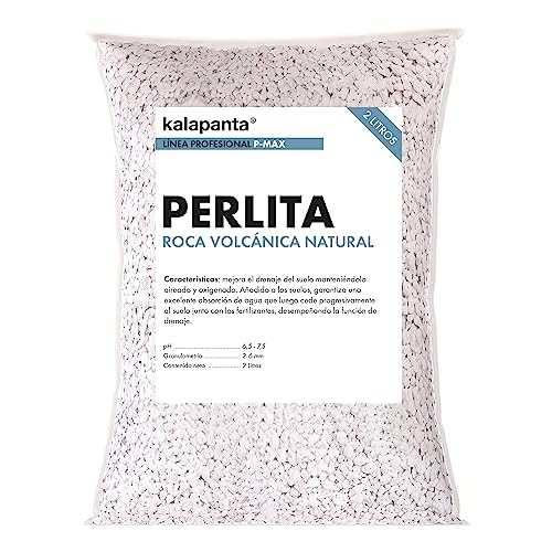 Kalapanta   Perlita Natural Roca Volcánica Expandida para Jardin, Huertos, Plantas De Interior, 2 L. Mejora El Drenaje Y Evita El Estancamiento De Agua En El Suelo. Paquete Individual (1 Pieza)