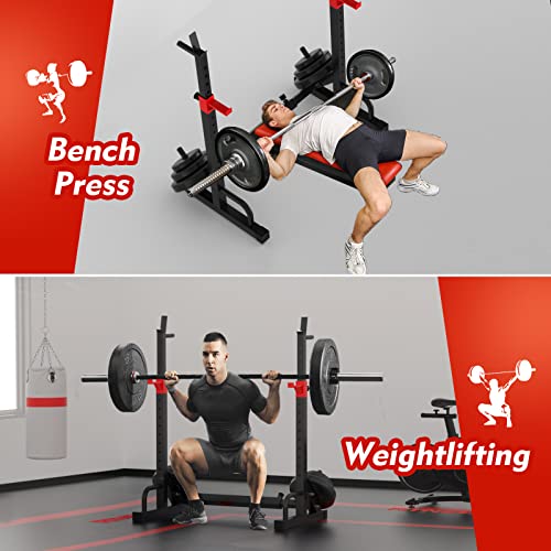 Image of FONBEAR Adjustable Squat Rack, Barbell Rack, Bench Press 550 LBS Max Load Multi-Function Home Gym Weight Lifting Dumbbell Racks Stands - Great for Beginners and Professional Use