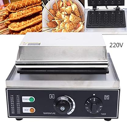 1500 W Waffeleisen, kommerzielle Waffelmaschine, Waffelmaschine mit Antihaftbeschichtung, 5 Heizungen, 220 V, für Waffeln, Sandwiches, Hamburger etc – Bild 3