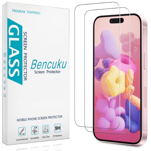 Bencuku (2 Pack) Designed for iPhone 16 Tempered Glass Screen Protector Full Coverage Anti Scratch Bubble Free
