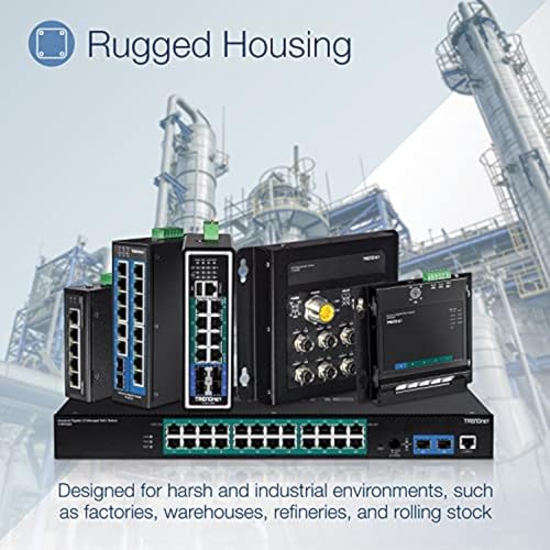 Image of TRENDnet 16-Port Hardened Industrial Unmanaged Gigabit PoE+ DIN-Rail Switch; TI-PG162; 14 x Gigabit Ports; 2 x Gigabit SFP Slots; 32Gbps; IP30 Gigabit Network Ethernet Switch; Lifetime Protection
