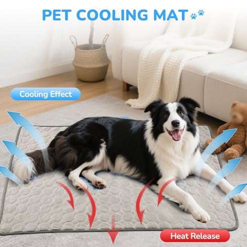 Cooling Mat for Dogs and Cats, Self-Cooling Mats for Pets, Dog Cool Pad Cooling Blanket Indoor and Outdoor Pet Mats for Cats (Brown, Medium)