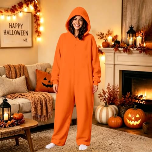 Adult Onesie Pajamas Halloween Zip Up Hooded Couple Pajama Costumes - image 8