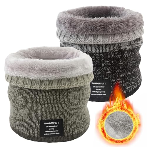 Image of Winter Fleece Neck Warmer Mens Ski Mask Face Warmer Neck Gaiter Neck Scarf Women Thick Windproof 2 Pack