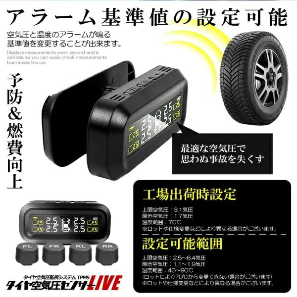 TPMS-T006 タイヤ圧監視システム 液晶モニタータイヤ空気圧監視警報システムTPMS トヨタ