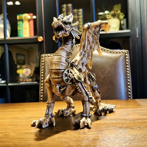 Estatua de Dragón Mecánico Vintage Steampunk miniatura 4