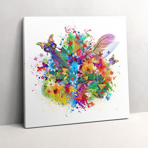 Harmonie florale avec les papillons grand tableau d'art pour un salon apaisant