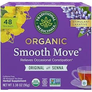 Traditional Medicinals Tea, Organic Smooth Move, Relieves Occasional Constipation, Senna – 48 Tea Bags