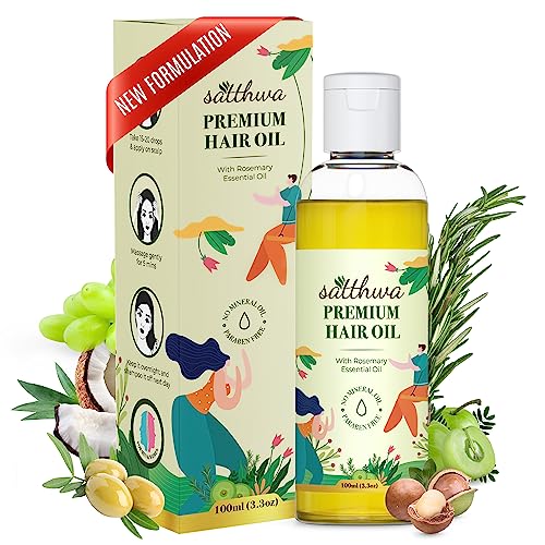 Satthwa Premium Hair Oil | Minimises Hair Fall | Supports For Growth & Boost Hair Density | For Dry, Sparse & Flaky Scalp | Paraben Free | Fights Dandruff, 100ml (3.3fl.o.z)